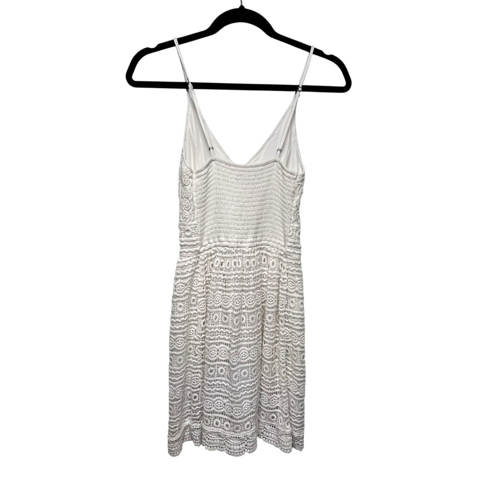 Abercrombie & Fitch White Crochet Lace Mini Dress XS V-Neck Smocked 159D0054 - Picture 3 of 10
